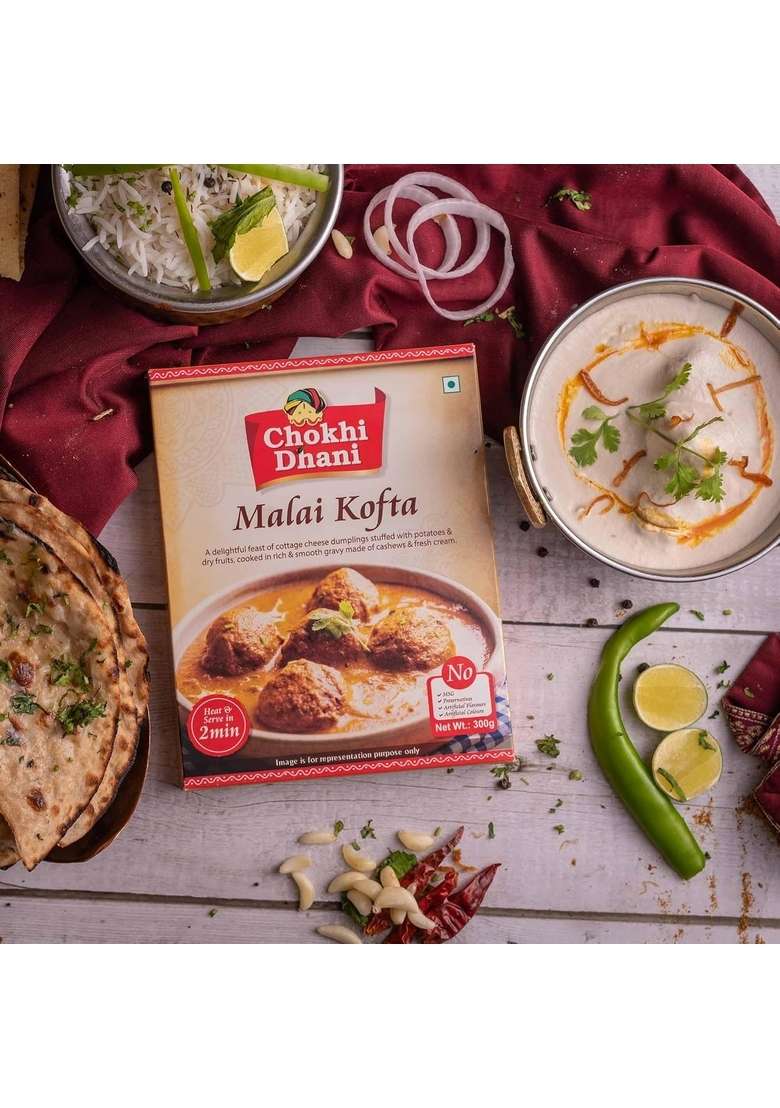 Chokhi Dhani Malai Kofta Ready-to-Eat Meal 300g | Rich Creamy Curry with Soft Koftas ready to eat meals Instant Heat & Microwavable Home Style Pack of 1 - Indya