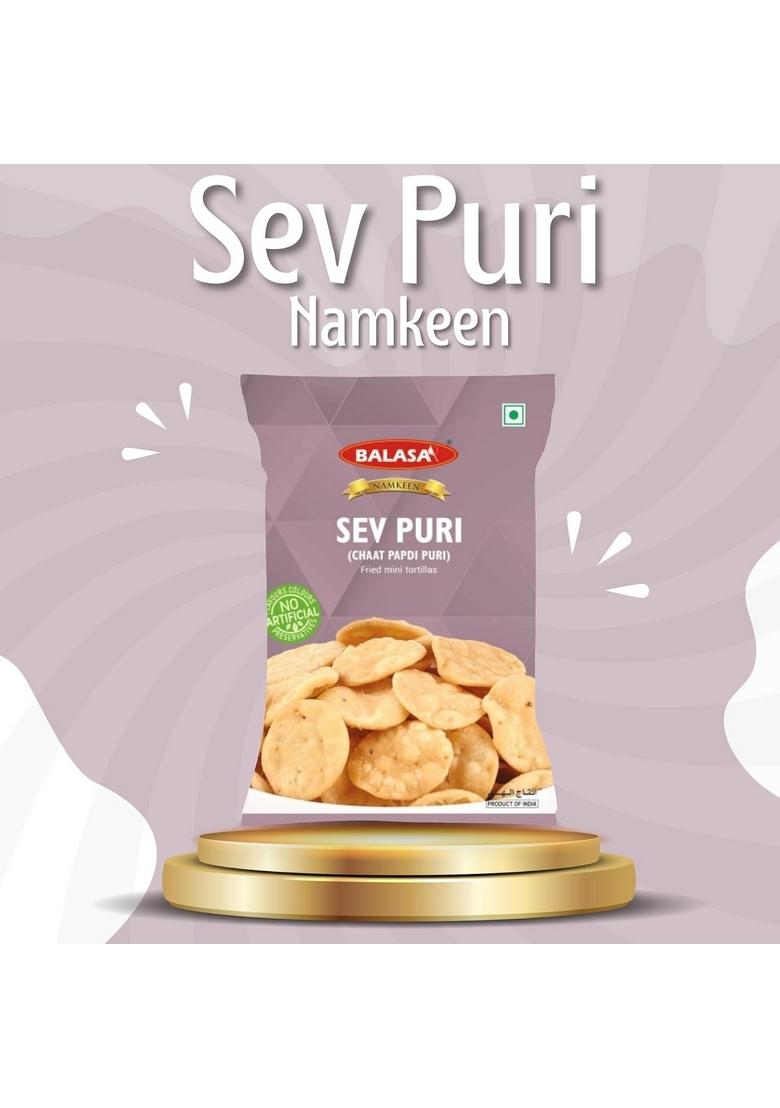 Balasa Sev Puri Papdi | Chaat Packet Snack Items for Eating Namkeen Ready to Eat Indian Snacks (180g x 2 Packets)