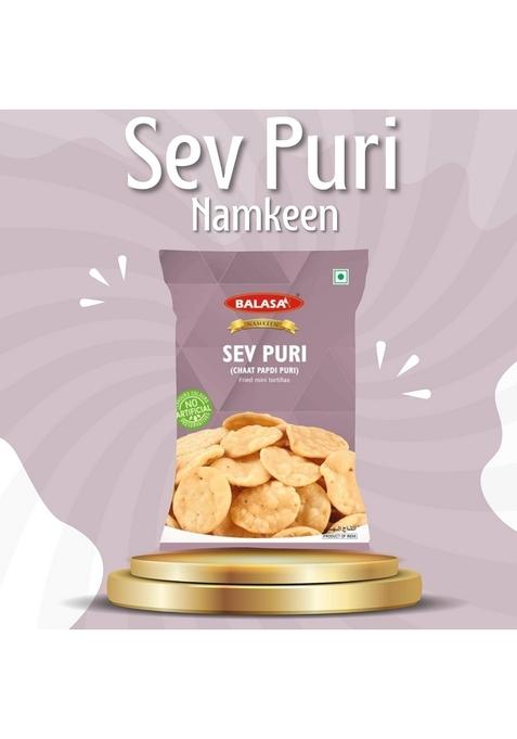 Balasa Sev Puri Papdi | Chaat Packet Snack Items for Eating Namkeen Ready to Eat Indian Snacks (180g x 2 Packets)