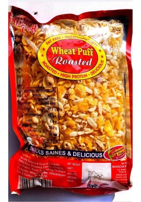 Crystal Namkeen Fat Free Wheat Puff Roasted | Light & Tasty Indian Snack Spicy Puffed Rice Mix for Tea-Time Travel-(Pack of 3)