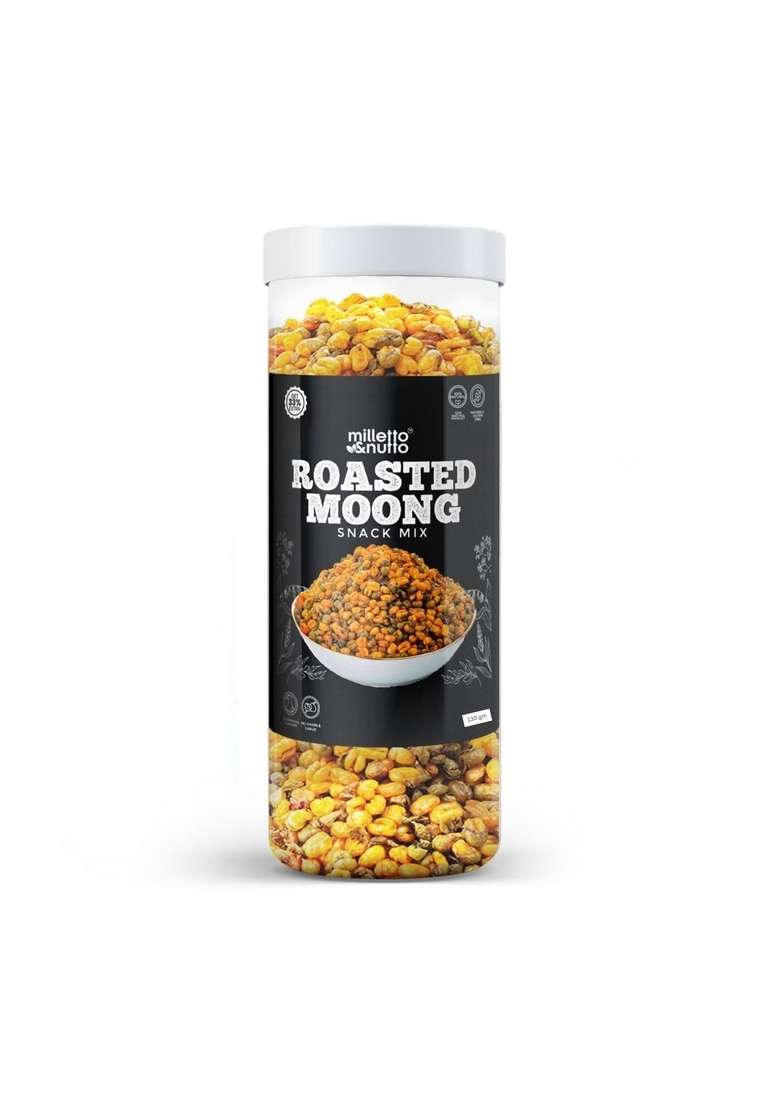 Milletto & nutto Milleto Roasted Moong Dal Snack Mix 130g | Crunchy Crispy High Protein Gluten Free Healthy Tea Time Pack of 2 - Indya