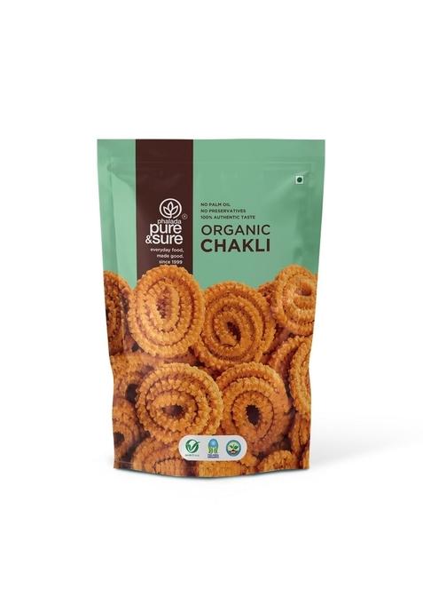 Phalada Pure & Sure Organic Chakli Snack 240gm | Delicious Crunchy Namkeen Snacks Ready to Eat Tea Time Snacks, Cholesterol Free, No Trans Fats, Preservatives (120G X pack of 2)