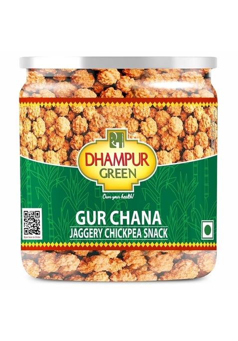 DHAMPURGREEN Gur Chana, 800 grams (200 gramsX4) | Chickpeas Sweets Snacks With Jaggery Roasted