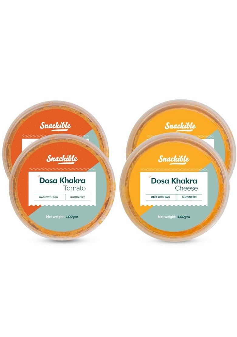 Snackible MU(N)CH BETTER Crispy Cheese & Tomato Dosa Khakhra (Pack of 4) 4x100gm | Indian Healthy Snack Made with Ragi Ready to Eat Source Protein No Palm Oil Rich in Dietary Fibre Zero Trans Fat