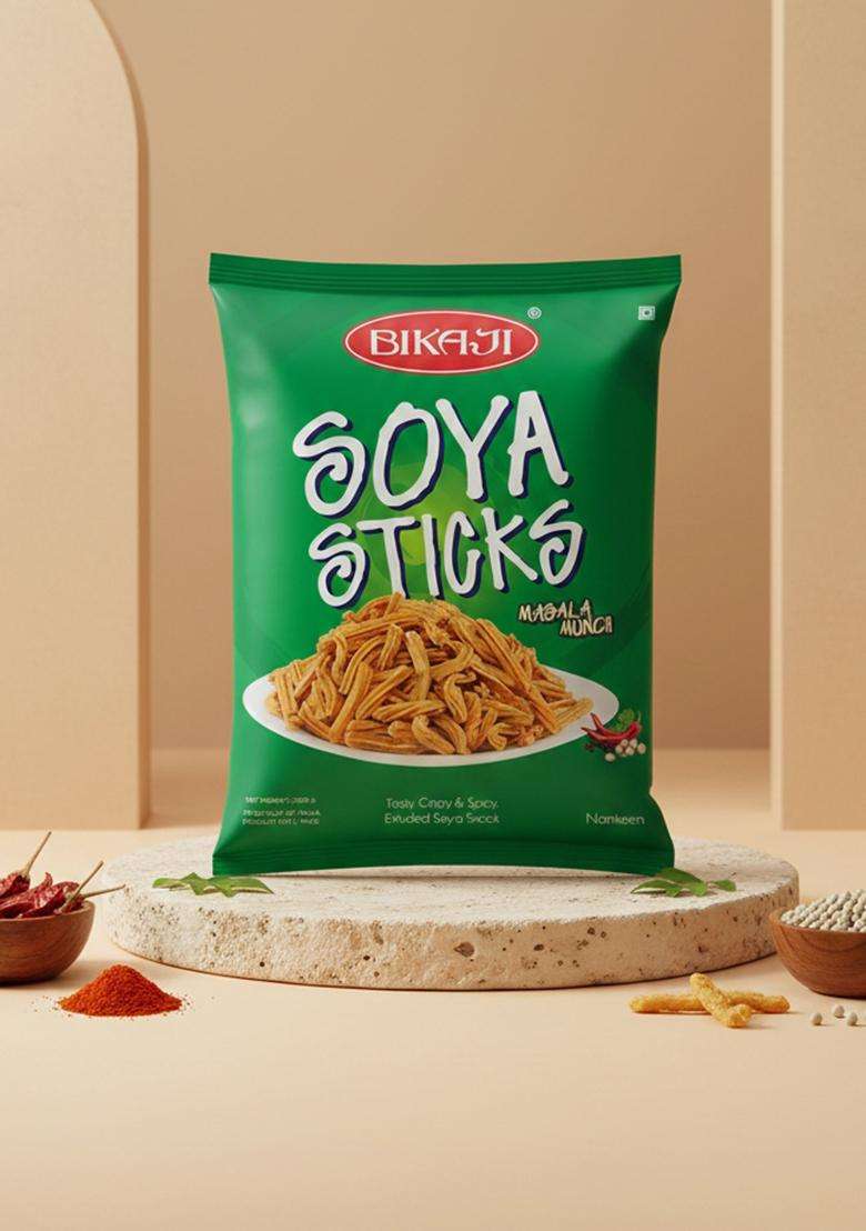 Bikaji Aslee Bikaneri Soya Stick Masala Munch Indian Namkeen Snack (200 g) - Pack of 2 - Indya