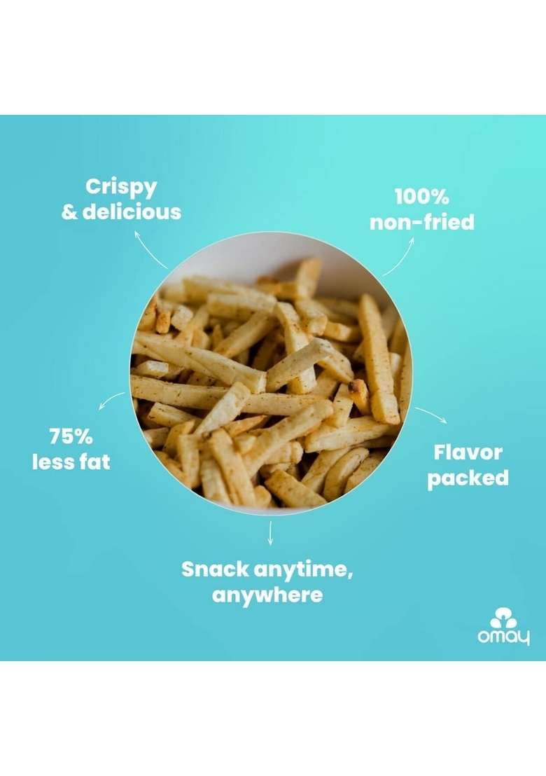 Omay Foods Roasted Potato Flakes (Aloo Laccha), 50g Jar (Pack of 4) | Healthy Snacks 100% Oil-Free Namkeen snack I Sugar free Travel Office time Evening Late Night - Indya