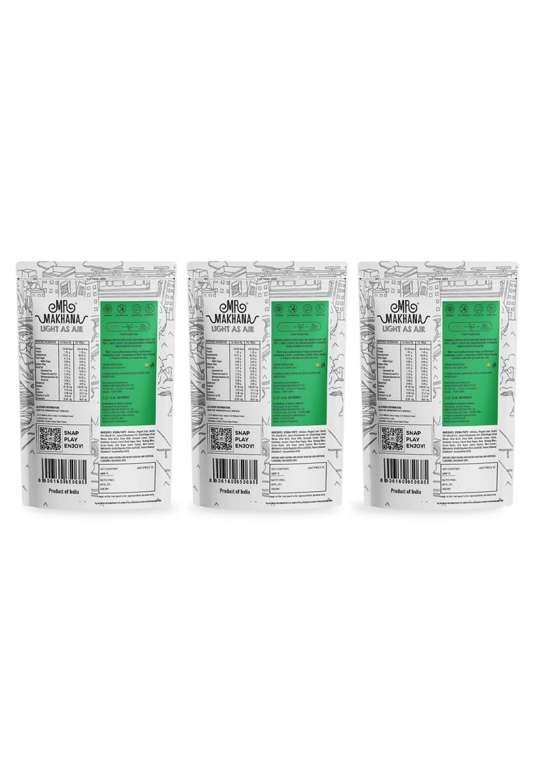 MR. MAKHANA Roasted and Foxnuts | Healthy Snacks Gluten Free MSG Antioxidant Rich Calcium Zero Trans Fat cholesterol (Pudina Party 55gx3)