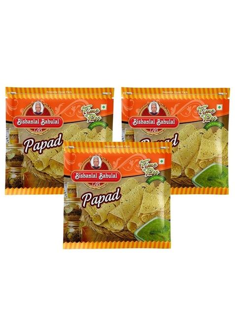 Bishanlal Babulal | Papad 1.2Kg (Pack of 3, 400Gm x 3) Crunchy and Crispy Bikaneri Namkeen No Preservatives (Papad Spicy (400Gm 3))