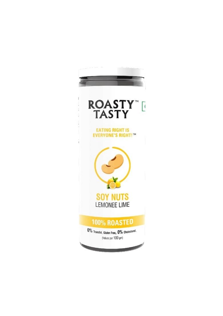 Roasty Tasty Roasted Soy Nuts Snacks | Lemonee Lime Crunchy & Zero Cholesterol, Gluten-Free Healthy Namkeen Snack, Not fried Snack I for Weight Loss Protein Pack of 1