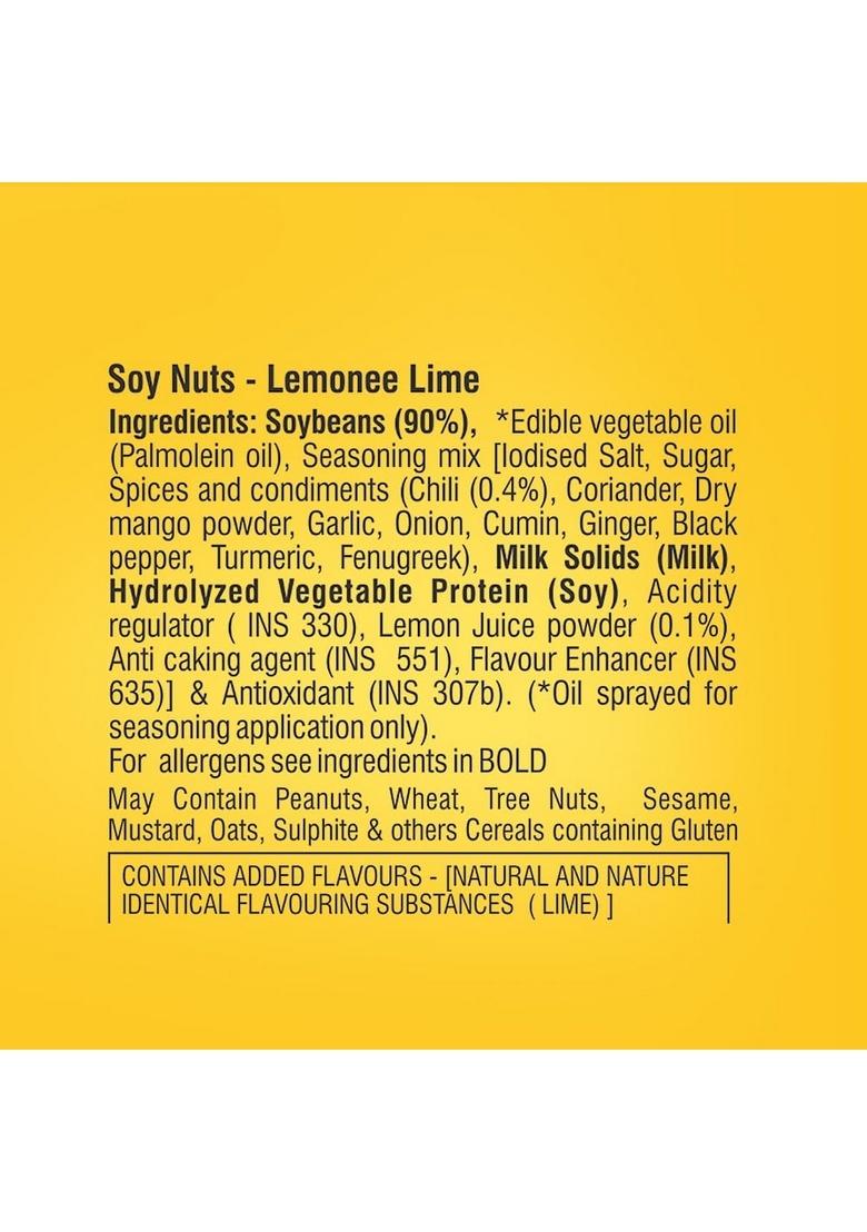 Roasty Tasty Roasted Soy Nuts Snacks | Lemonee Lime Crunchy & Zero Cholesterol, Gluten-Free Healthy Namkeen Snack, Not fried Snack I for Weight Loss Protein Pack of 1