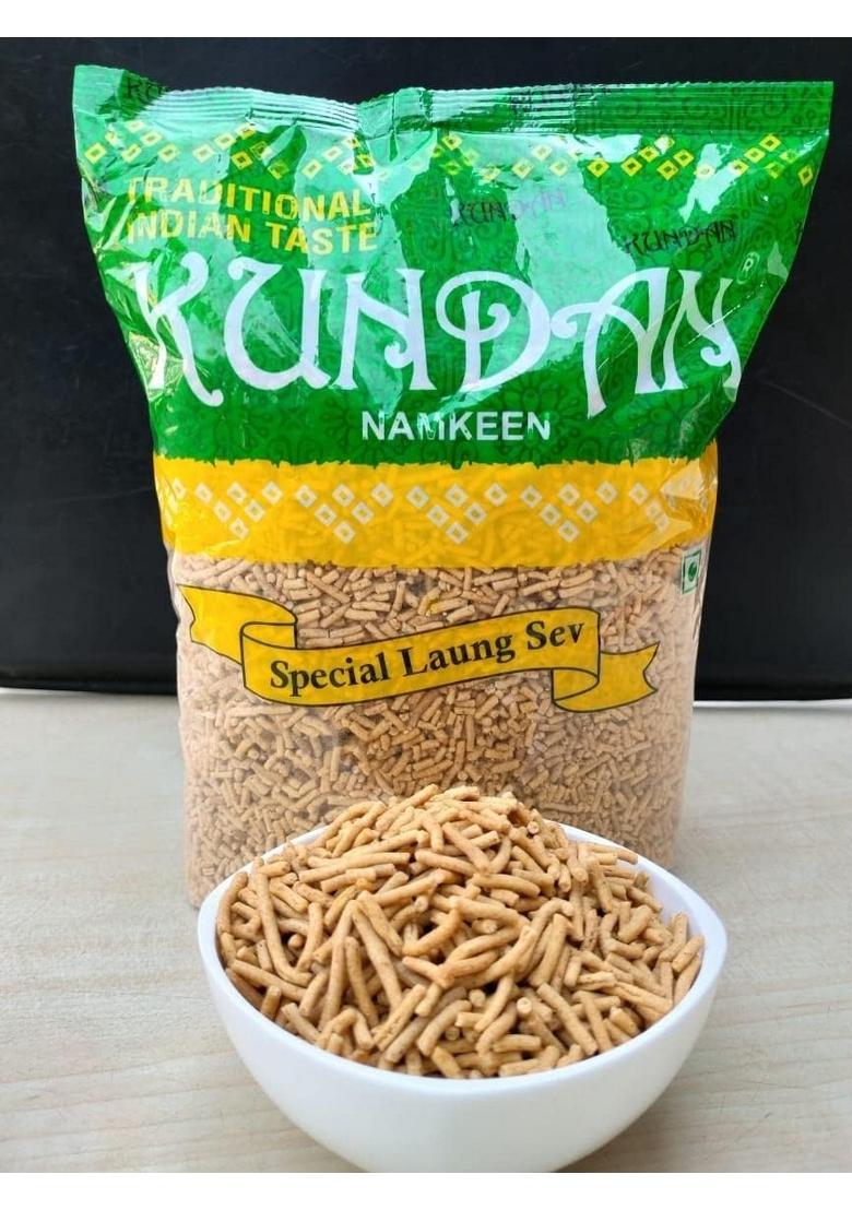 KUNDAN NAMKEEN Laung Sev Crispy & Crunchy Barik Snacks for Foodie Indian, 500gm (Pack of 1)