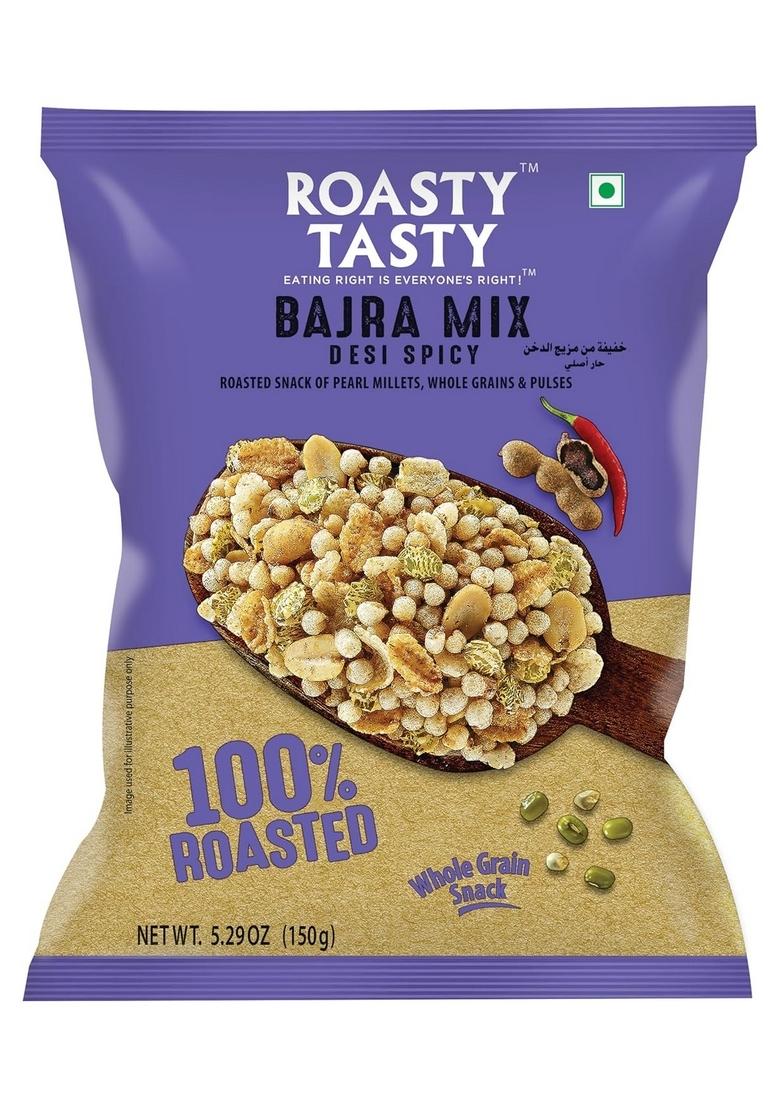 Roasty Tasty Roasted Desi Spicy Crunchy Bajra Mixture Namkeen Millet Snacks (Bajra, Moong, Jowar, Peanuts)