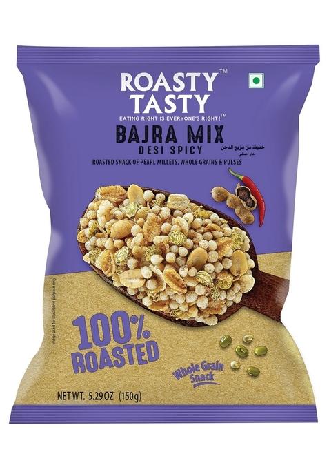 Roasty Tasty Roasted Desi Spicy Crunchy Bajra Mixture Namkeen Millet Snacks (Bajra, Moong, Jowar, Peanuts)
