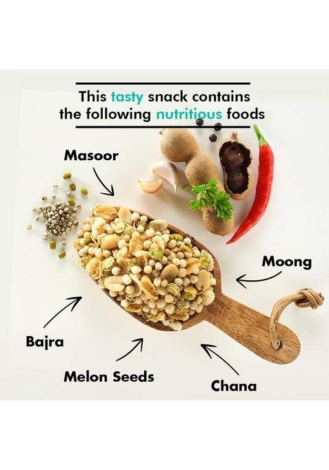 Roasty Tasty Roasted Desi Spicy Crunchy Bajra Mixture Namkeen Millet Snacks (Bajra, Moong, Jowar, Peanuts)