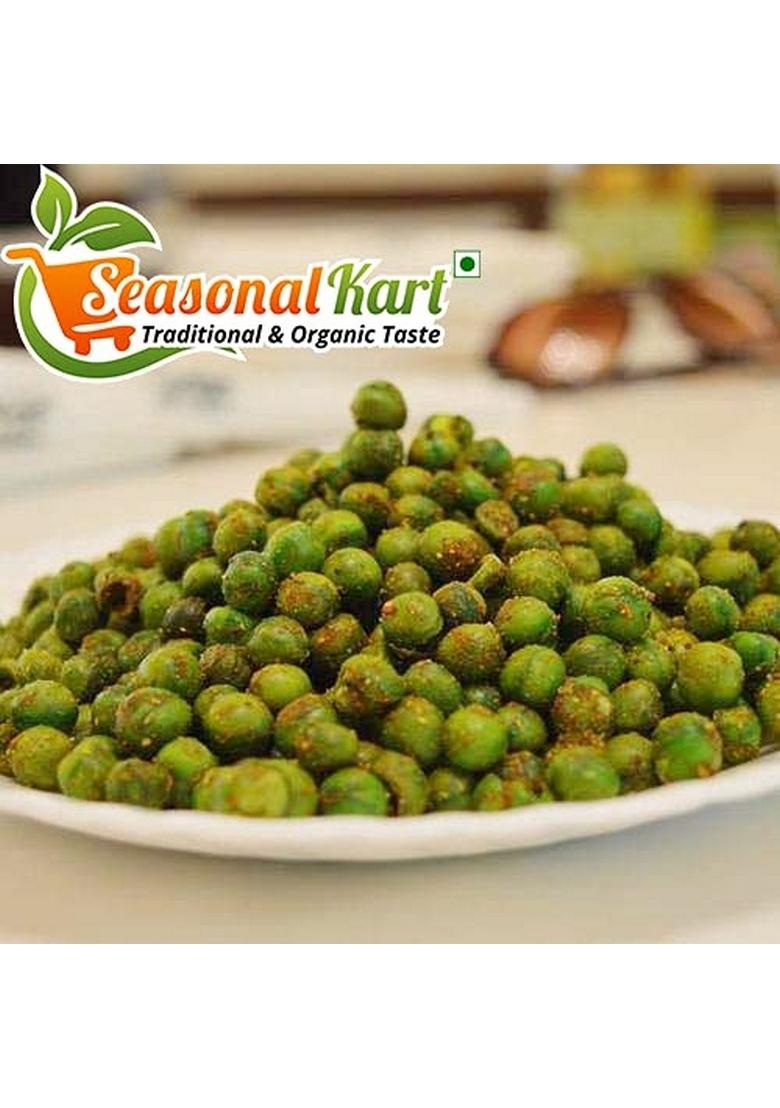 SEASONALKART Seasonal Kart Masala Green Matar/Roasted Peas Spicy & Crunchy 400 gms |Roasted Masala|Chemical Free|Spicy Healthy Indian Snacks | No Added Preservatives|
