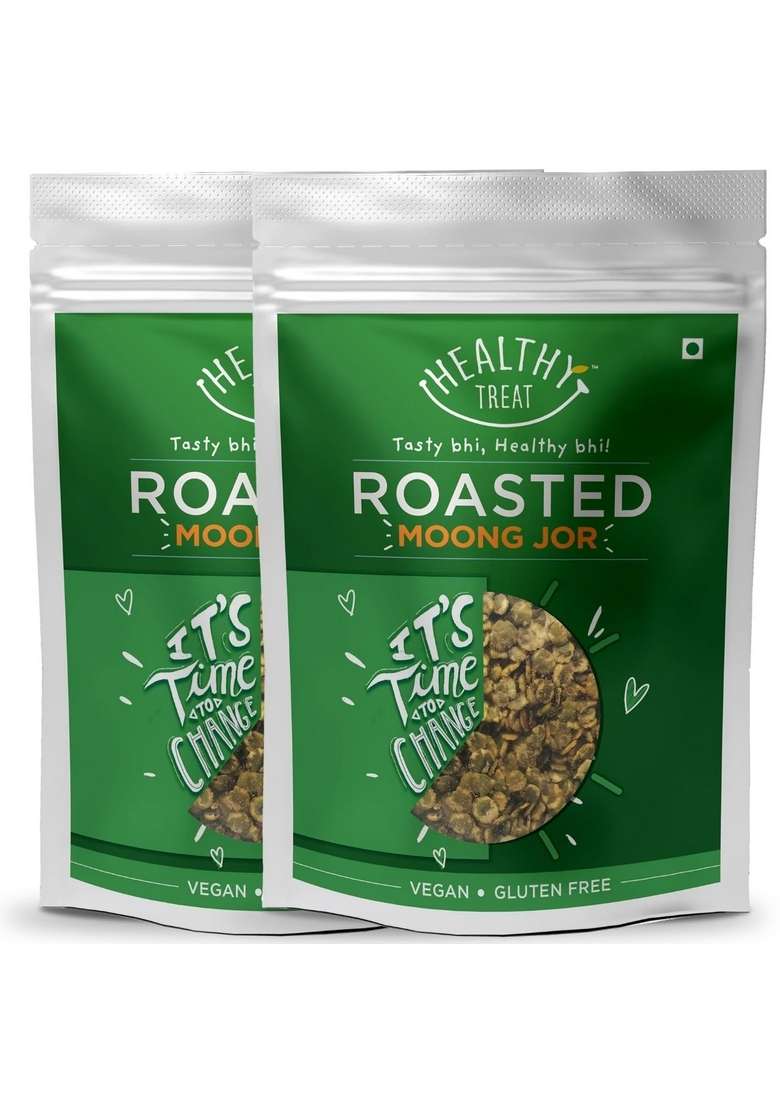 Healthy Treat Roasted Green Moong Jor 300 gm (Pack of 2, 150g each) | Snack, 100% Oil-Free Snack High Protein, Gluten Free, Vegan - Indya