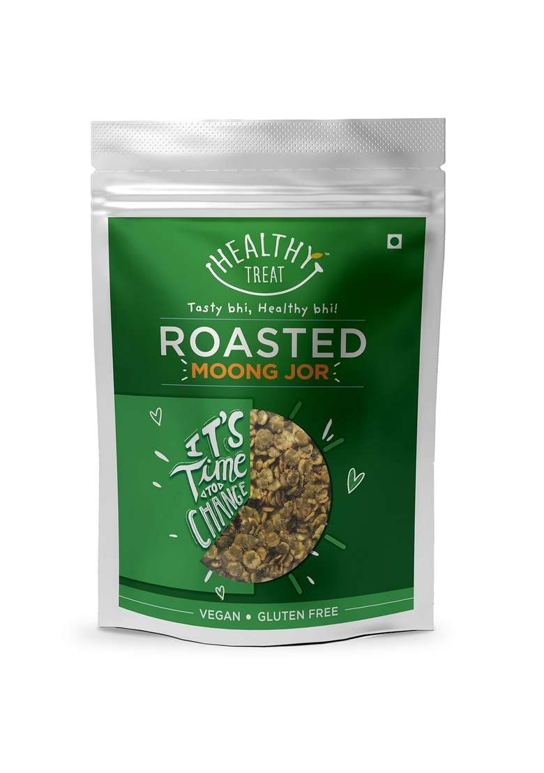 Healthy Treat Roasted Green Moong Jor 300 gm (Pack of 2, 150g each) | Snack, 100% Oil-Free Snack High Protein, Gluten Free, Vegan - Indya