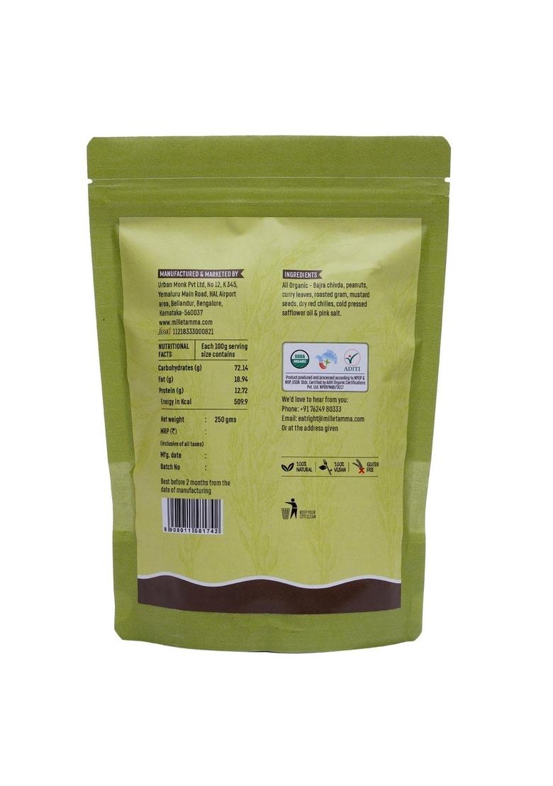 MILLET AMMA Organic Bajra Chivda Namkeen 200 Gms Pack | Added With Peanuts, Roasted Gram and more Mixture Items Best Choice for Snack Time, Parties & Events