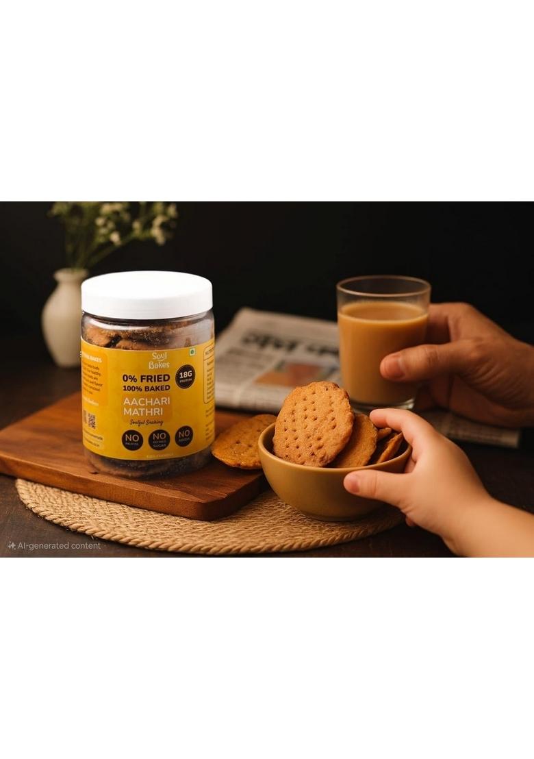 Soul Bakes Aachari Mathri Snacks | Made with Pickle Spices No Maida, Refined Sugar, Palm Oil Baked Namkeen 200g