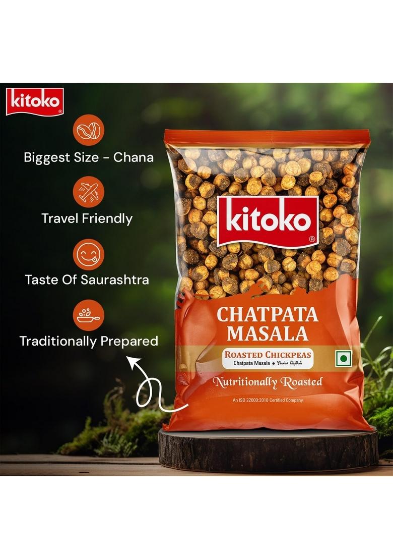 KITOKO FOODS Chatpata Masala Chana (500gm), Sweet & Spicy Desi Chickpeas With Skin, Bhuna Namkeen Snacks, Organic Whole Khara Daria, 100% Healthy Gluten-Free