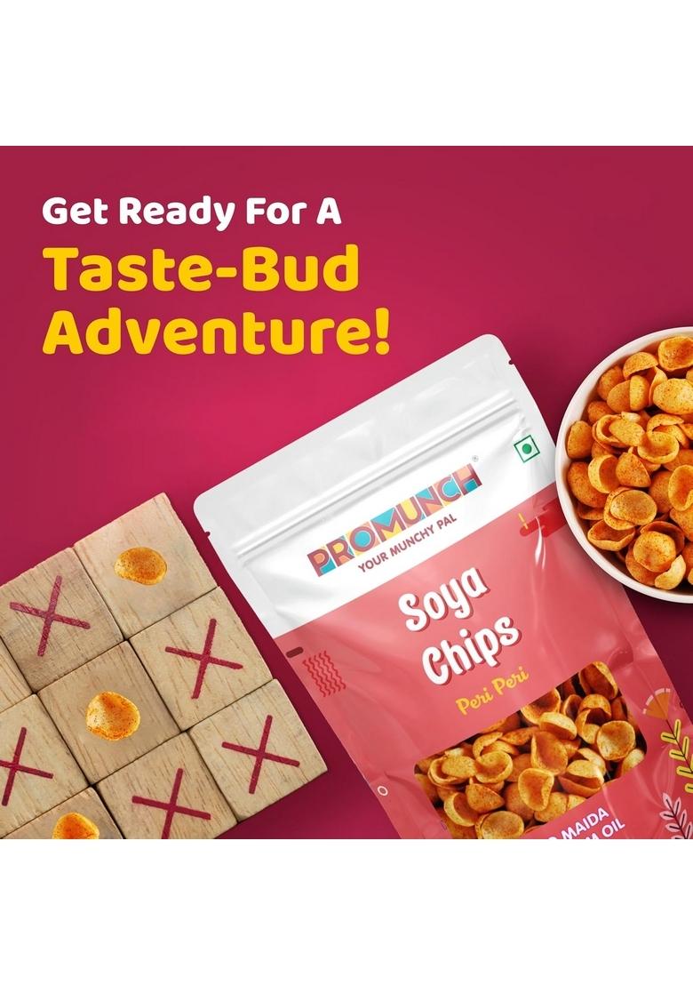 PROMUNCH Soya Sticks (Chatpata Masala, Cream onion) | Chips (Peri Peri) Crispy snacks Namkeen savoury No Palm Oil And Maida