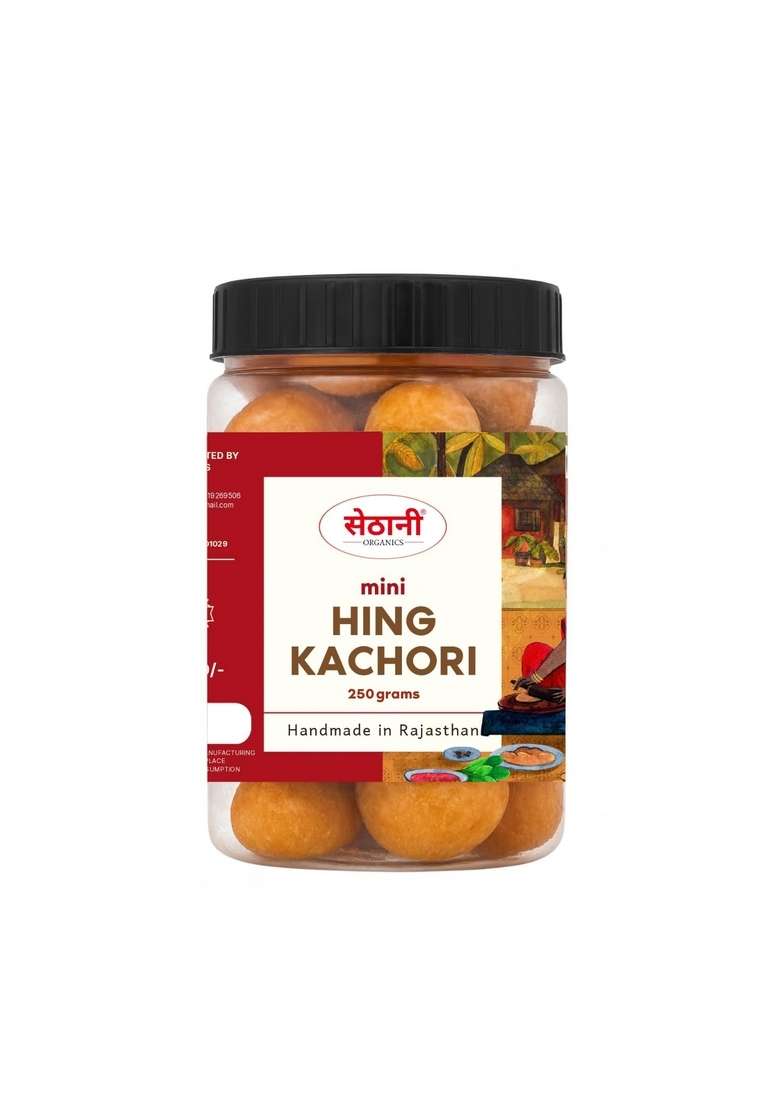 Sethani Organics Mini Hing Kachori | Indian Snacks Namkeen Rajasthani 250 grams - Indya