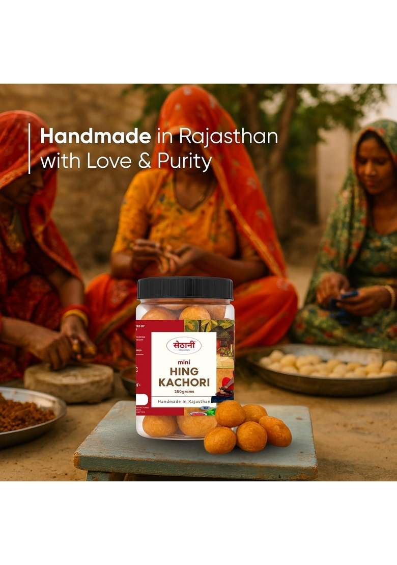 Sethani Organics Mini Hing Kachori | Indian Snacks Namkeen Rajasthani 250 grams - Indya