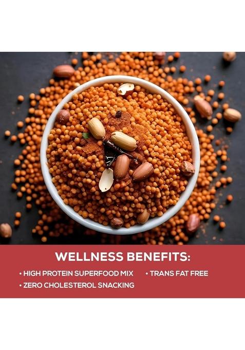 EAT Anytime Tangy Tomato Millet Chivda | Crunchy & Healthy Roasted Snack Mix with Peanuts Spicy Masala Packed Spices Nutrients Perfect for Guilt-Free Snacking, (Pack of 1)