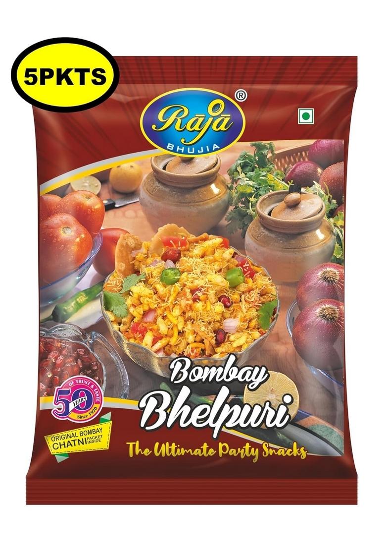 RAJA BHUJIA | Bombay Bhelpuri| Snack Mix|150g x5pkts=750gm.)|ready to eat|namkeen|party snacks|indian snacks|puffed rice namkee/ |healthy namkeen|crispy and crunchy| most popular 50 years old recipe|