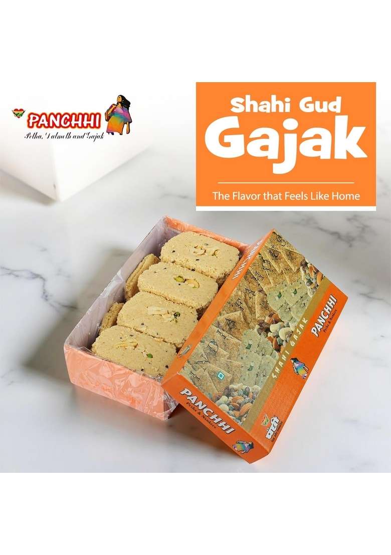 PANCHI KA PETHA AUR DALMUT Panchhi Shahi Gud Gajak 1Kg - Homemade Traditional Agra Gazak (Since 1926), Gajjak Made with Sesame Seeds, Gur & Dry Fruits | Crispy Tilkut Chikki, Healthy Jaggery Sweet for Winter, Festival Gift - Indya