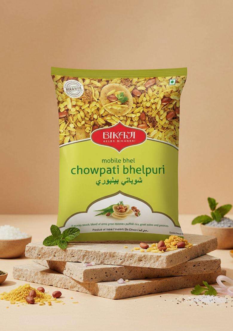 Bikaji Aslee Bikaneri - Chowpati Bhel Namkeen 100% Vegetarian Indian Snacks 300gm (Pack of 3) - Indya