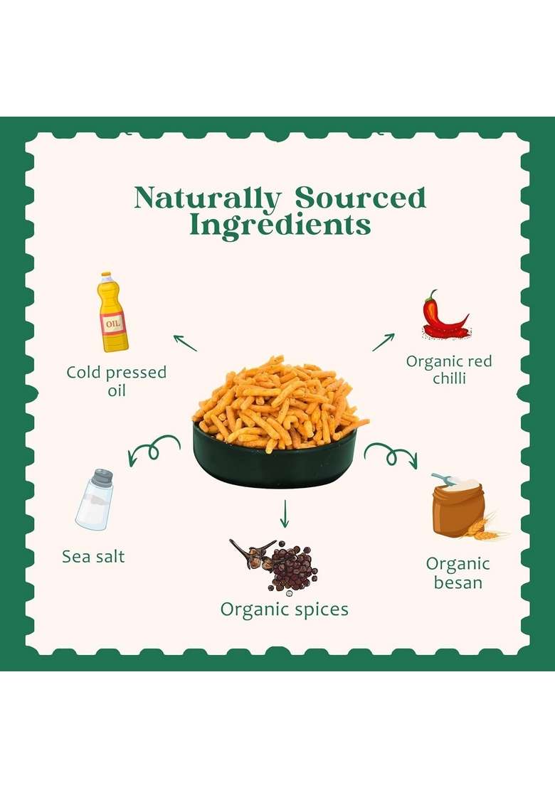Matratva Ratlami Sev Namkeen 250 gm | Authentic Spicy Made with Organic Besan & Whole Spices Fried in Cold-Pressed Groundnut Oil No Preservatives Healthy Indian Snack - Indya