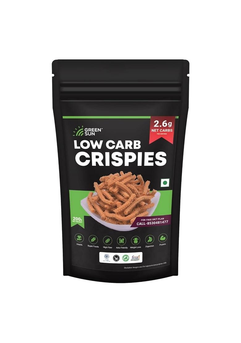 Green Sun Low Carb Crispies | Pack of 1 Healthy Chakli Murruku Spirals Keto Friendly Tasty Savoury Snack Namkeen Calorie
