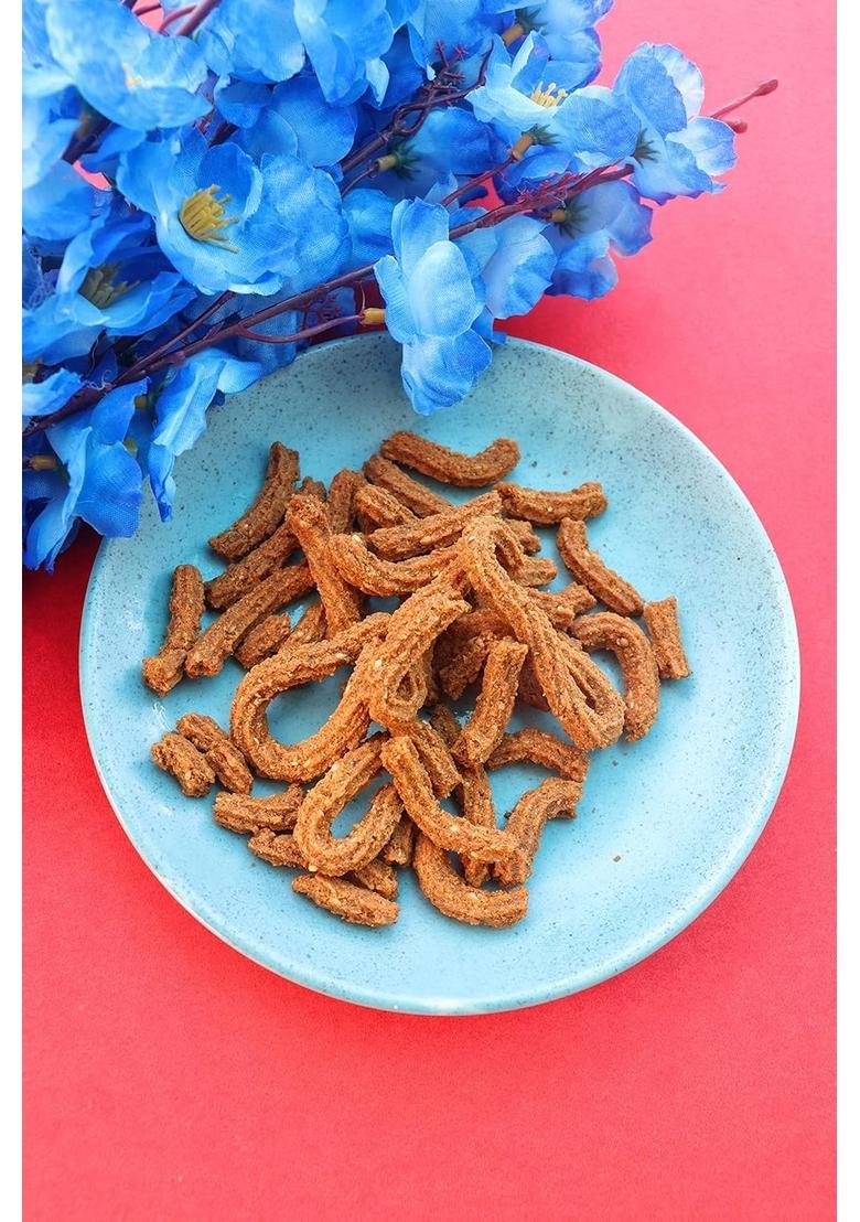 Green Sun Low Carb Crispies | Pack of 1 Healthy Chakli Murruku Spirals Keto Friendly Tasty Savoury Snack Namkeen Calorie