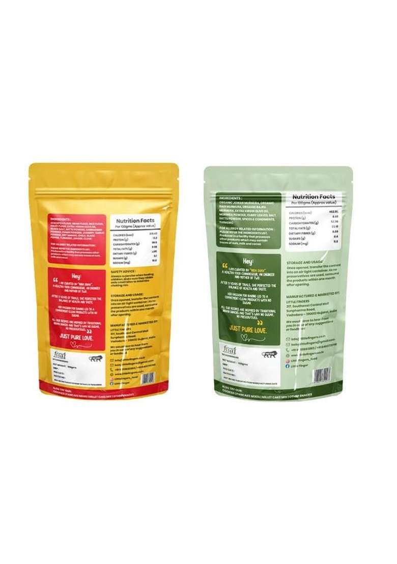 LITTLEFINGERS Little Fingers Organic Millet Based Healthy Roasted Gluten Free High In Fiber Assorted Snack Combo For Kids - MORINGA MIX AND CHICKPEA STICKS MASALA MAGIC - Indya
