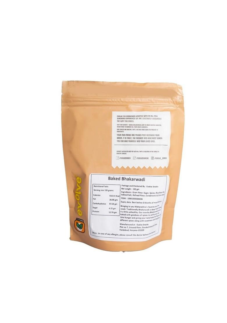 Evolve Snacks Healthy Baked Bhakarwadi | The Perfect Crunchy Treat High in Fiber Low Sodium Snack Gluten-Free Not Fried (Baked bhakarwadi, 200g)|
