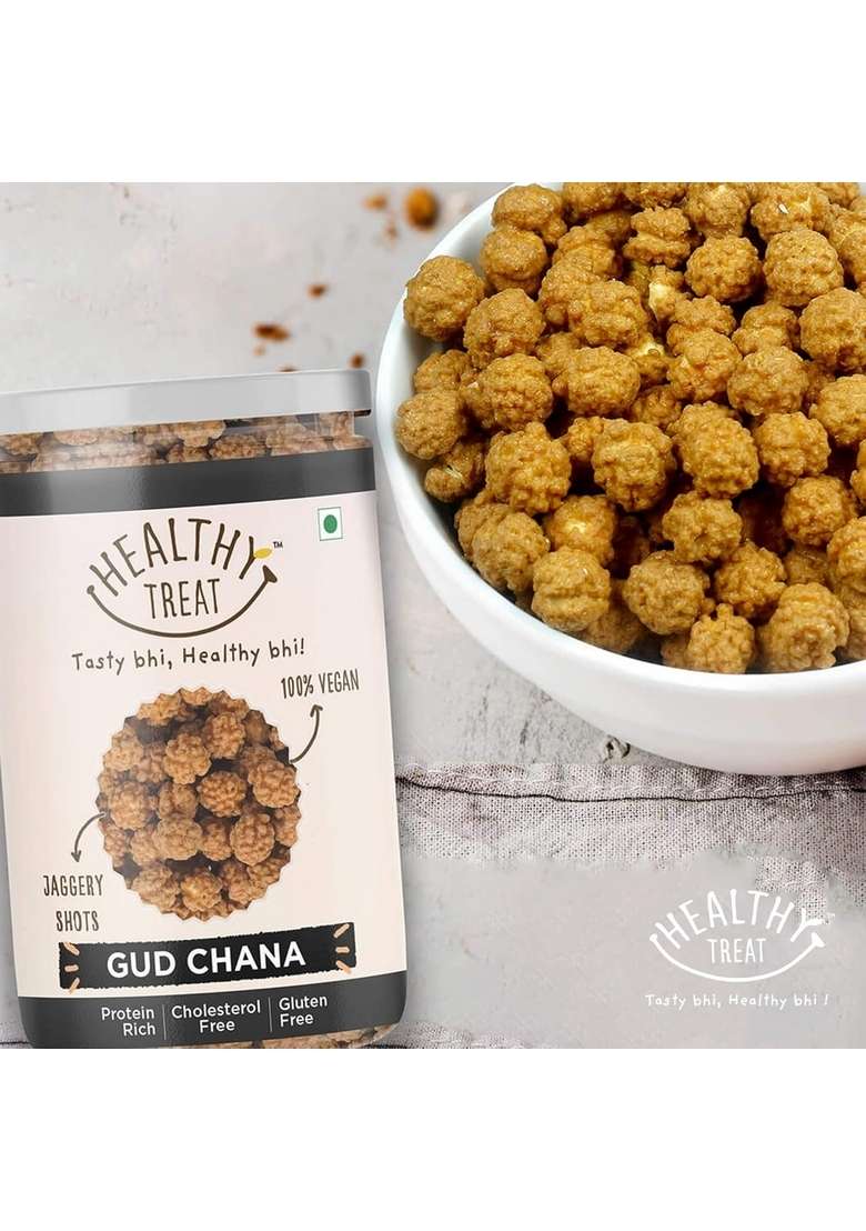 Healthy Treat Gur Chana and Saunf Combo 400 gm (Pack of 2-200 Each) | Jaggery Coated Snacks Immunity Booster Mouth fresheners & Snack Perfect for Snacking Anytime - Indya