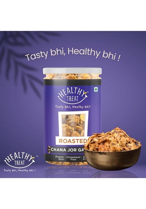 Healthy Treat Roasted Chana Jor Garam 400 gm (Pack of 2, Each 200 gm) | Oil Free Namkeen High Protein Snacks Chur (Beaten Chana)