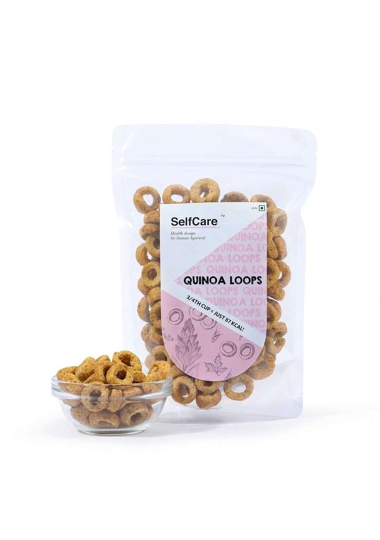 SelfCare By Suman Agarwal Quinoa Loops Pack of 1 100g | Healthy & Non Fried Savoury - Snacks Namkeen Grocery Spicy Crunchy Chatpata Tea time Snacking Diabetic Jain Travel Friendly - Indya