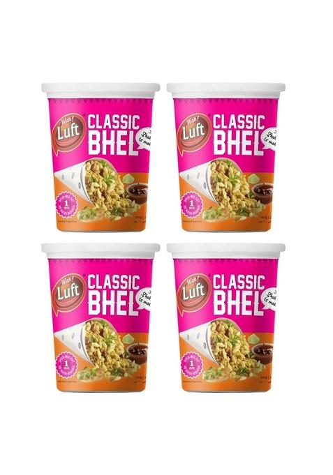 Wah Luft Wah!Luft Instant And Delicious Bhel Puri Cup, 100% Vegetarian, Masala, Crispy Crunchy, Everyday Fresh, Healthy & Hygienic, Chaat Special Combo Pack - 100G (Pack Of 4)