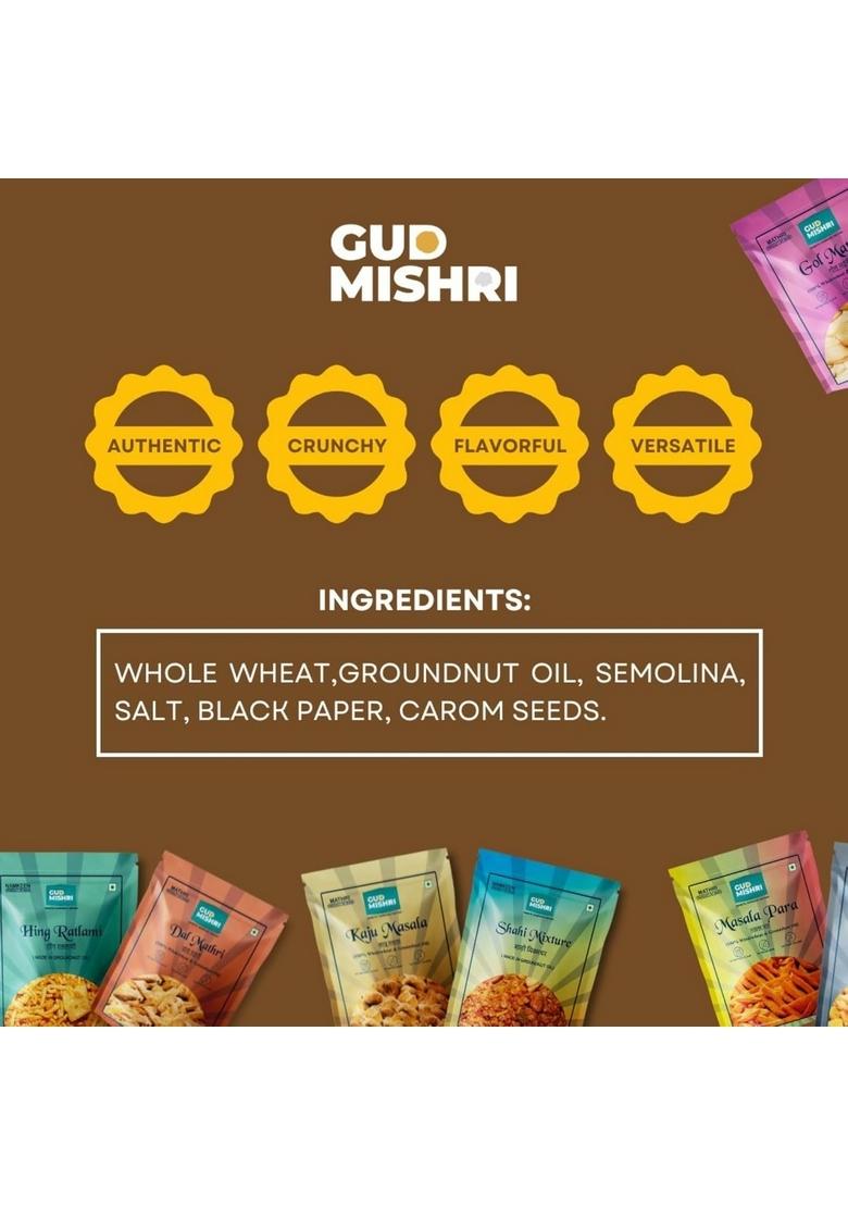 GUD MISHRI GOL Aata Mathri Traditional Round Made with Whole Wheat | Fried in Groundnut Oil No Refined Flour & Food Color Pure Crunch Flavor Perfect Tea-Time Treat