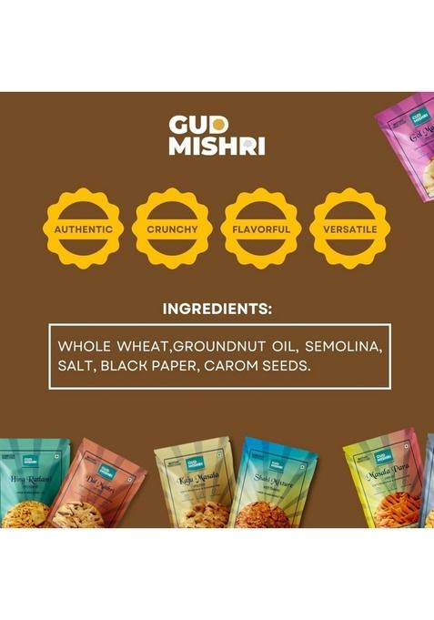 GUD MISHRI GOL Aata Mathri Traditional Round Made with Whole Wheat | Fried in Groundnut Oil No Refined Flour & Food Color Pure Crunch Flavor Perfect Tea-Time Treat