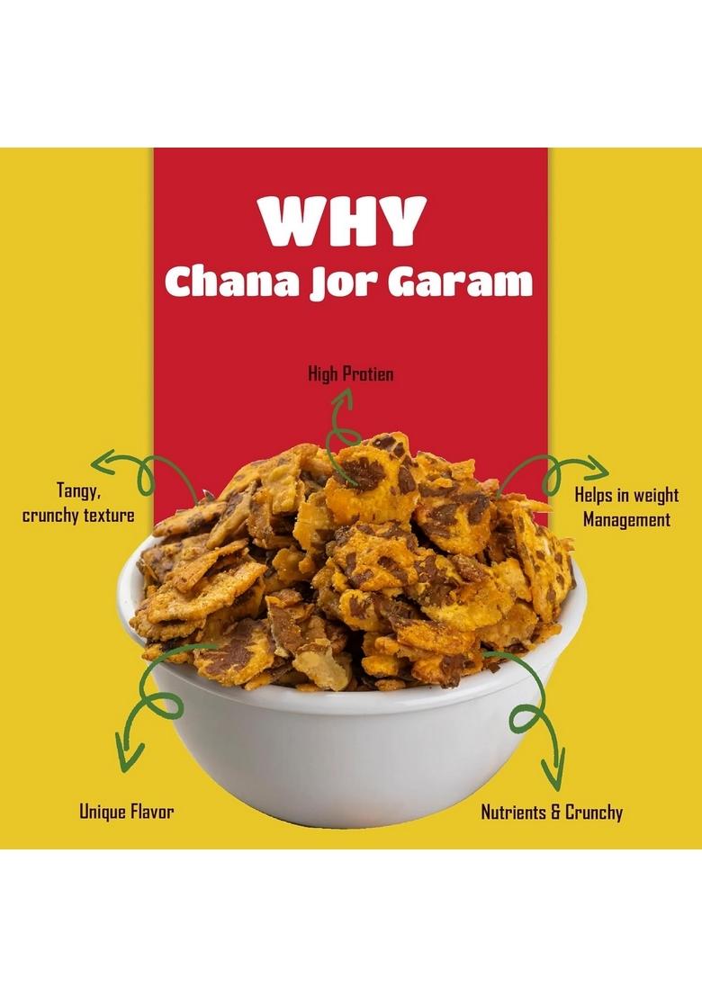 Gujjubhai CHANA JOR GARAM 100g | Crispy & Spicy Roasted Chickpeas Protein-Rich Healthy Snack Authentic Indian Street Food Flavor Perfect Tea-Time, Travel Party Crunchy Delicious_Pack of 6