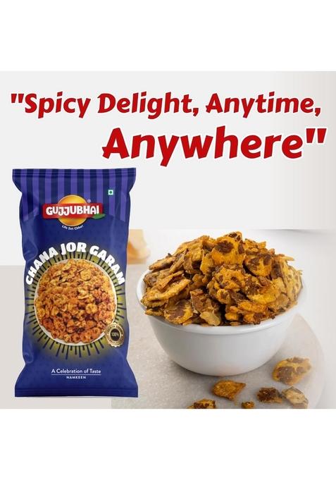Gujjubhai CHANA JOR GARAM 100g | Crispy & Spicy Roasted Chickpeas Protein-Rich Healthy Snack Authentic Indian Street Food Flavor Perfect Tea-Time, Travel Party Crunchy Delicious_Pack of 6