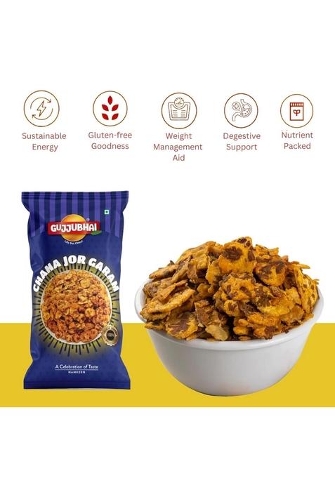 Gujjubhai CHANA JOR GARAM 100g | Crispy & Spicy Roasted Chickpeas Protein-Rich Healthy Snack Authentic Indian Street Food Flavor Perfect Tea-Time, Travel Party Crunchy Delicious_Pack of 6