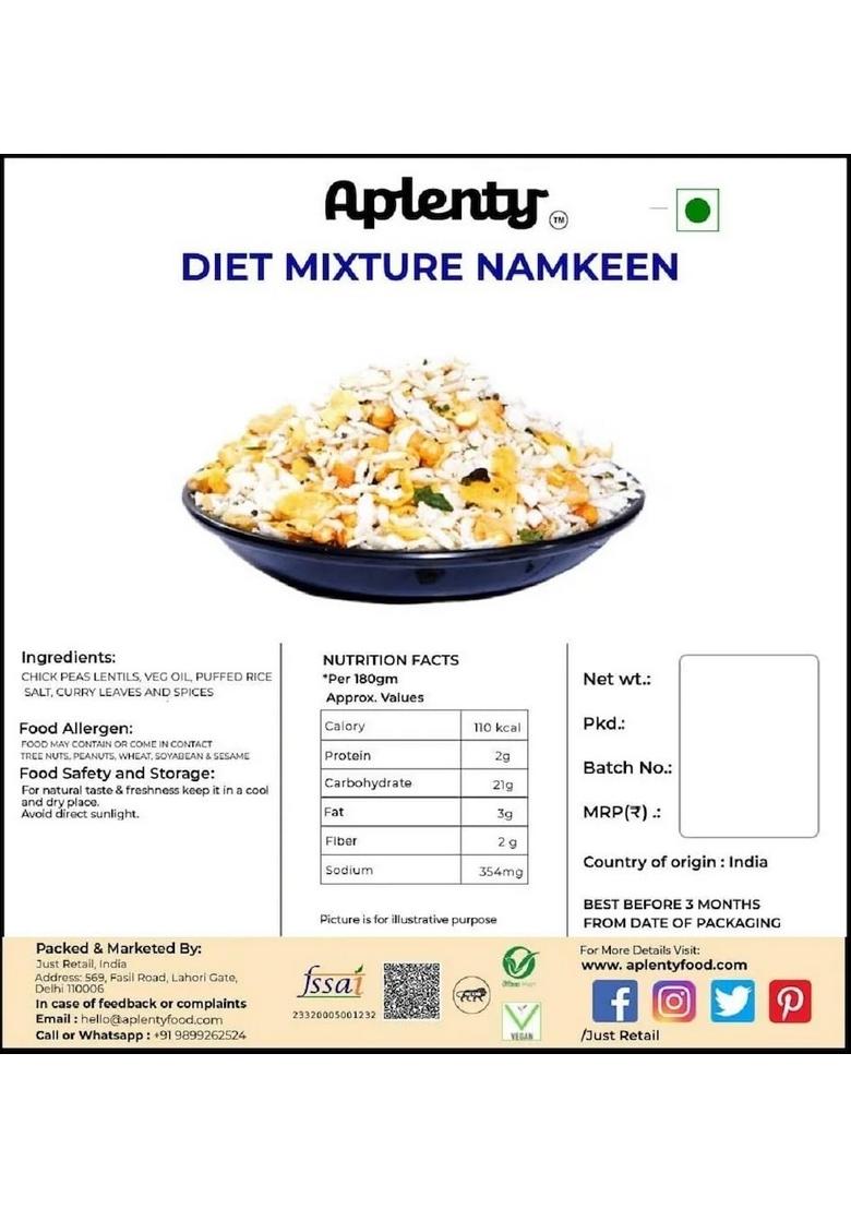 Youpick Aplenty Lite Mixture | Diet Namkeen Healthy Snacks For Tea Time Halka Fulka Mixed Namkin Snack With Puffed Rice And Chana 400g