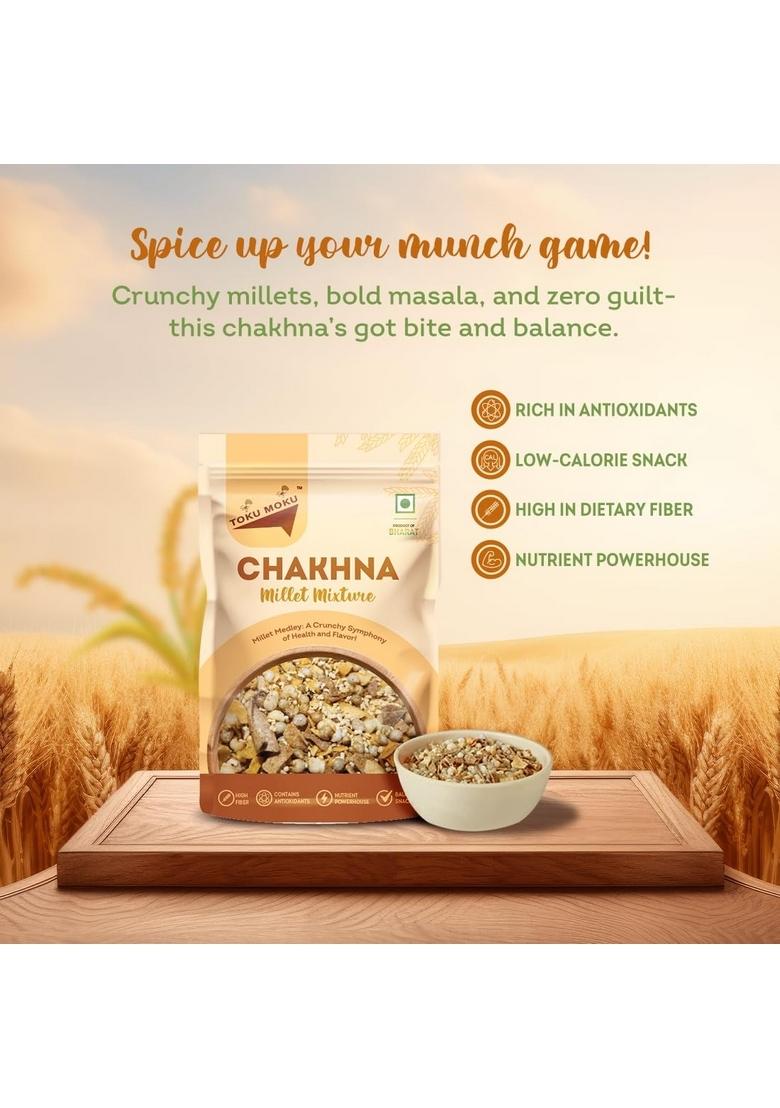 TOKU MOKU Millet Namkeen, Mixture Desi Masala Chatpata, Healthy Namkeen Snacks Roasted, Not Fried | No Palm Oil Replacement of Chips & Bhujia (Pack 3