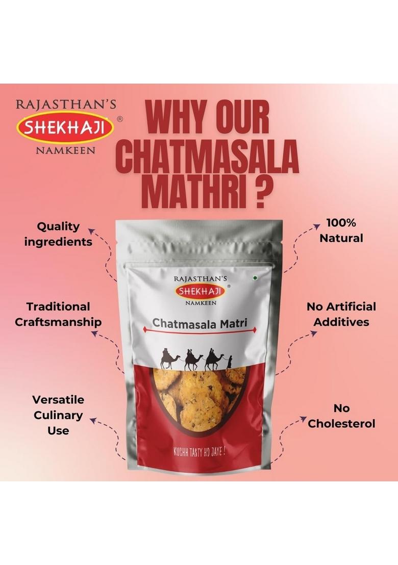 SHEKHAJI Chaat Masala Mathri 200 gm pack | Ready to Eat Snacks Tea time Indian Namkeen Nashta Authentic Regional Preparation