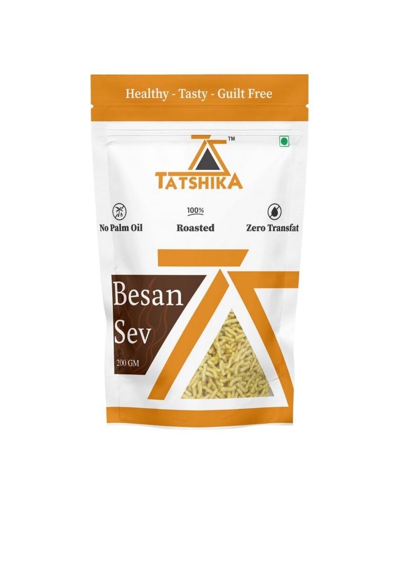 TATSHIKA Roasted BESAN SEV 400 G (PACK OF 2) | Low Calorie Snacks