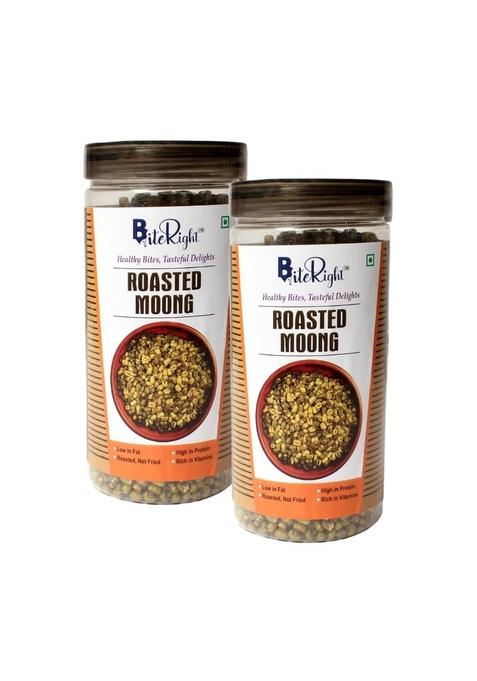 BiteRight Roasted Moong 300 gm | High in Protein Healthy Oil Free Diet Snack (Pack of 2, 150 Each)